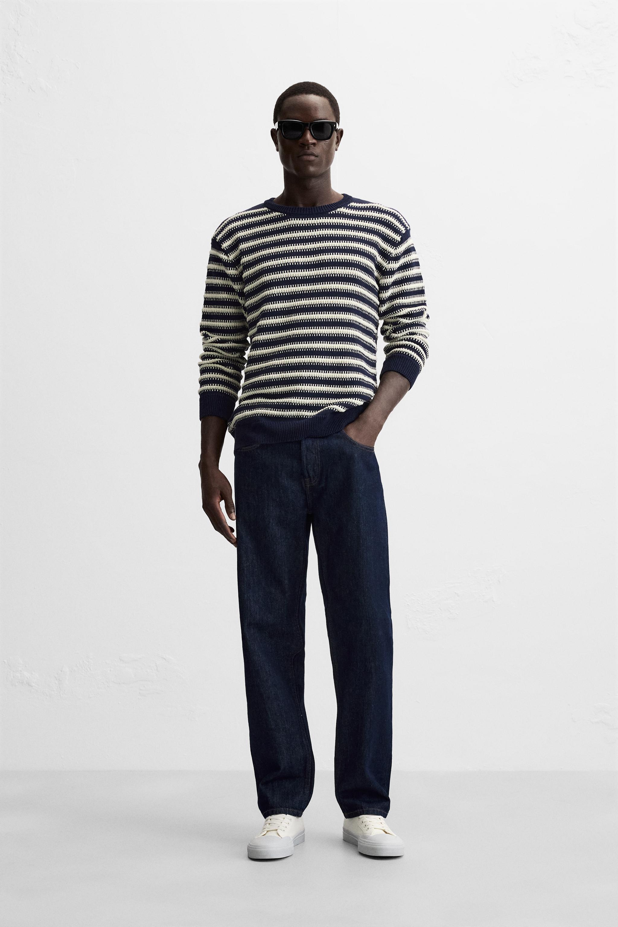 STRIPED JACQUARD SWEATER - Navy blue | ZARA Australia