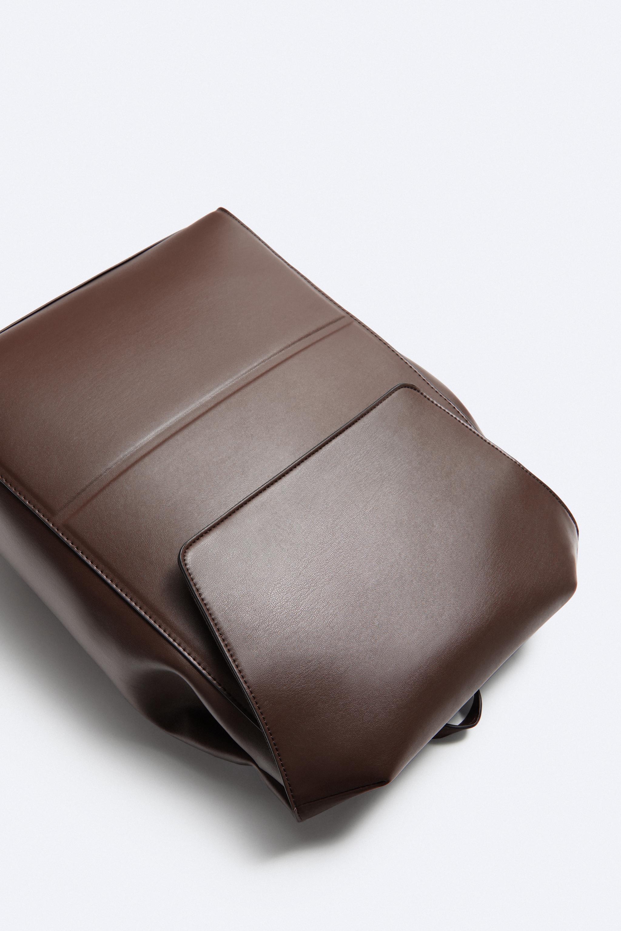 Zara leather outlet laptop bag