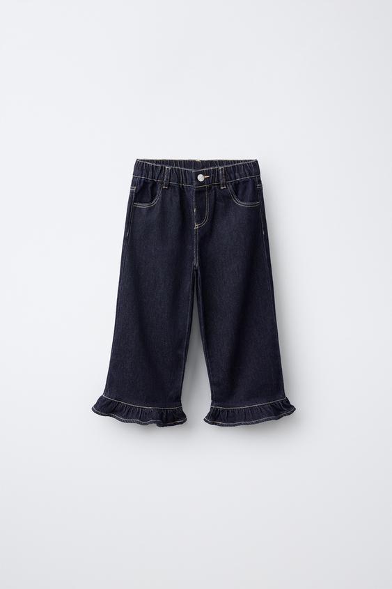 JEANS WIDE LEG VOLANTES - Azul de Zara - Imagen 0