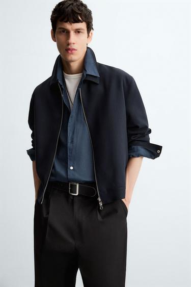 ZIP-UP OVERSHIRT - Dark navy by Zara - Image 4