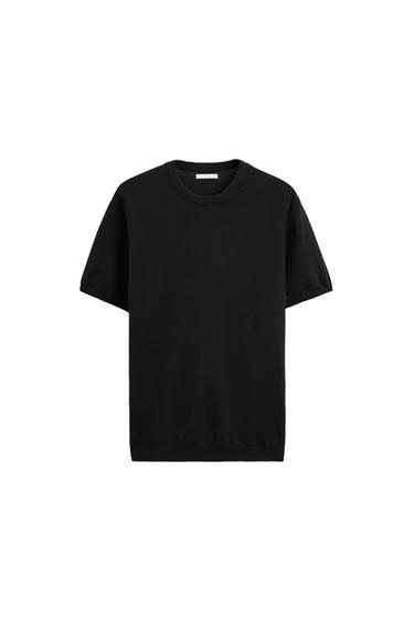 CAMISETA MALHA MISTURA VISCOSE - Preto da Zara