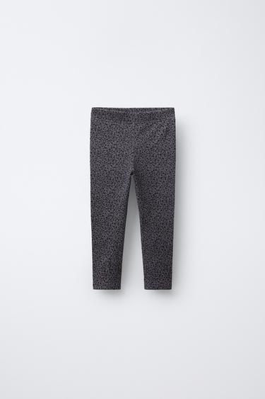 PRINTED RIBBED LEGGINGS - Anthracite grey by Zara