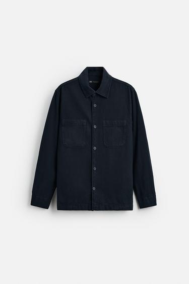 SURCHEMISE COTON - LIN - Bleu roi de Zara - Image 5