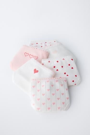 1 1/2- 6 YEARS/ SIX-PACK OF HEART PRINT BRIEFS - Ecru by Zara - Image 5