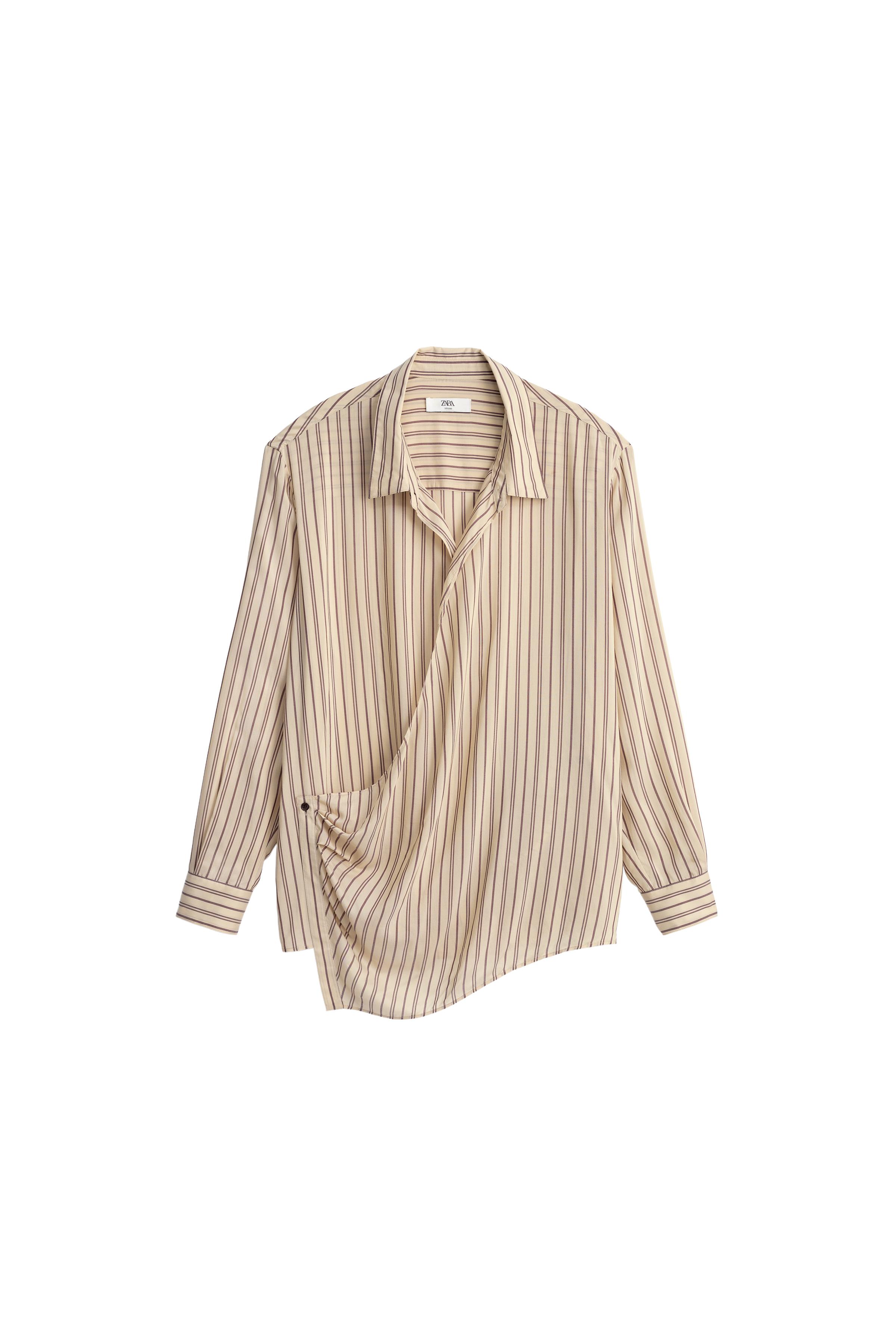 ÇAPRAZ ÇİZGİLİ VİSKOZ-İPEK GÖMLEK