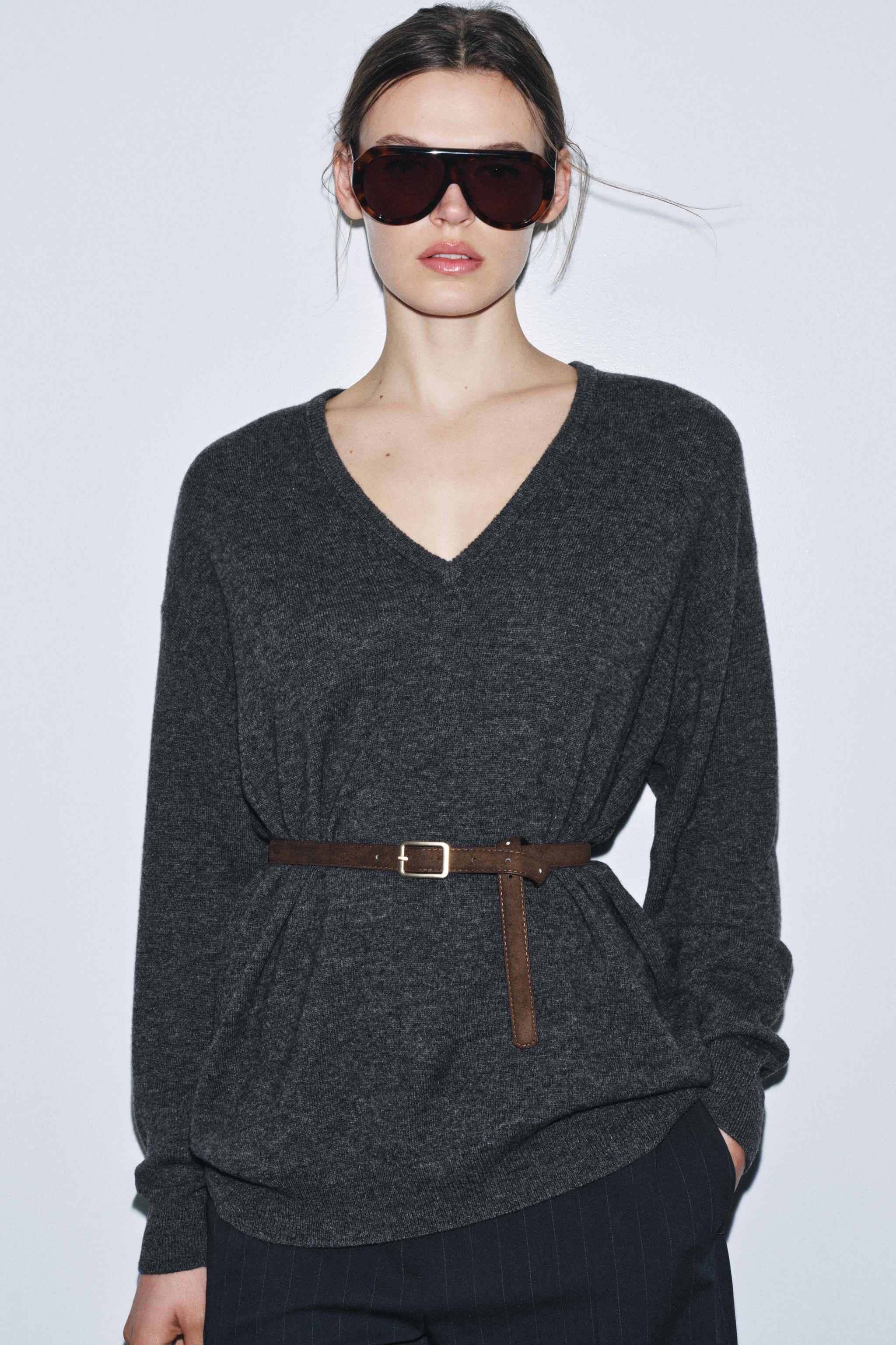 100% WOOL OVERSIZED BELTED JUMPER