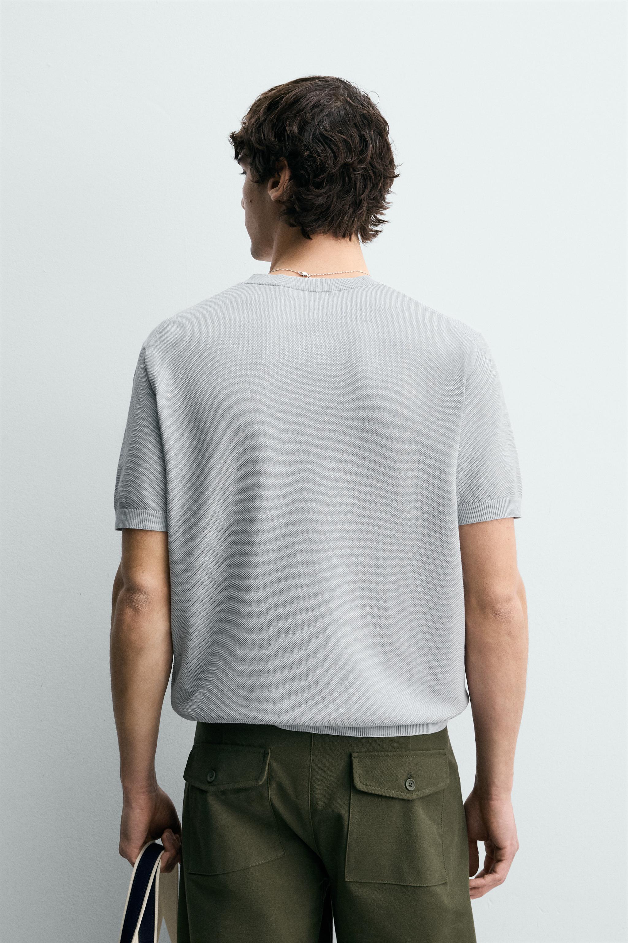 Мужские футболки Zara RELAXED FIT KNIT T-SHIRT — фото 3
