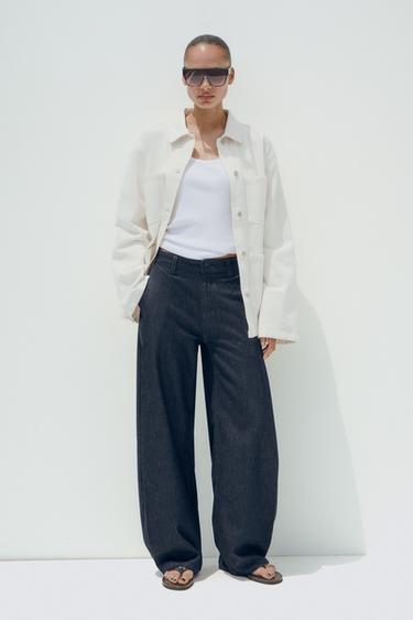 CASACO DENIM TRF COM CINTO - Branco-marfim da Zara - Imagem 0