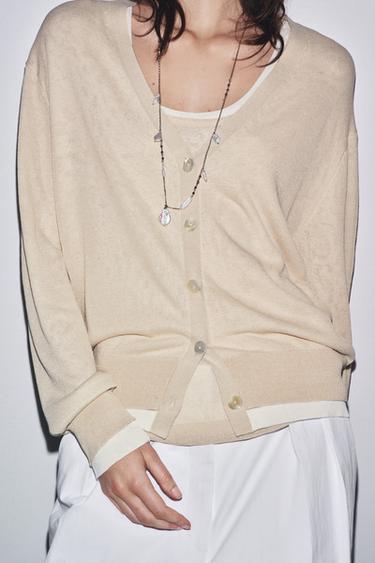 DOUBLE LAYER KNIT CARDIGAN - Sand by Zara - Image 2