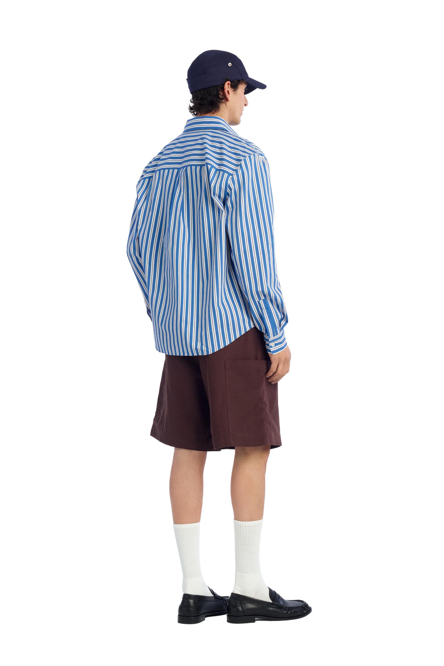 Мужская рубашка Zara Relaxed Fit Striped, цвет: Синий / Индиго — фото 2