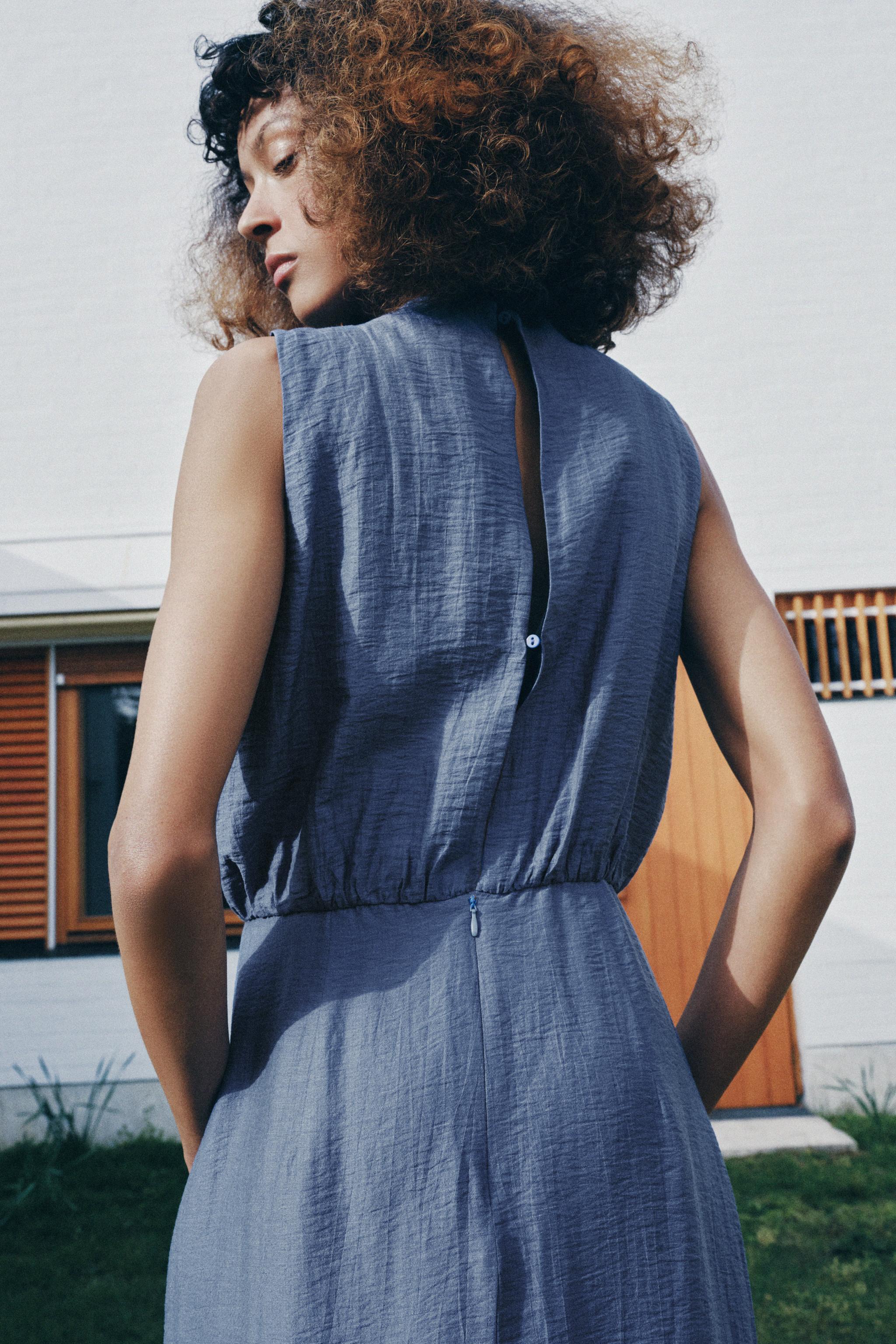 SLEEVELESS LINEN MIDI DRESS - Faded blue | ZARA United States SLEEVELESS LINEN MIDI DRESS - Faded blue | ZARA United States