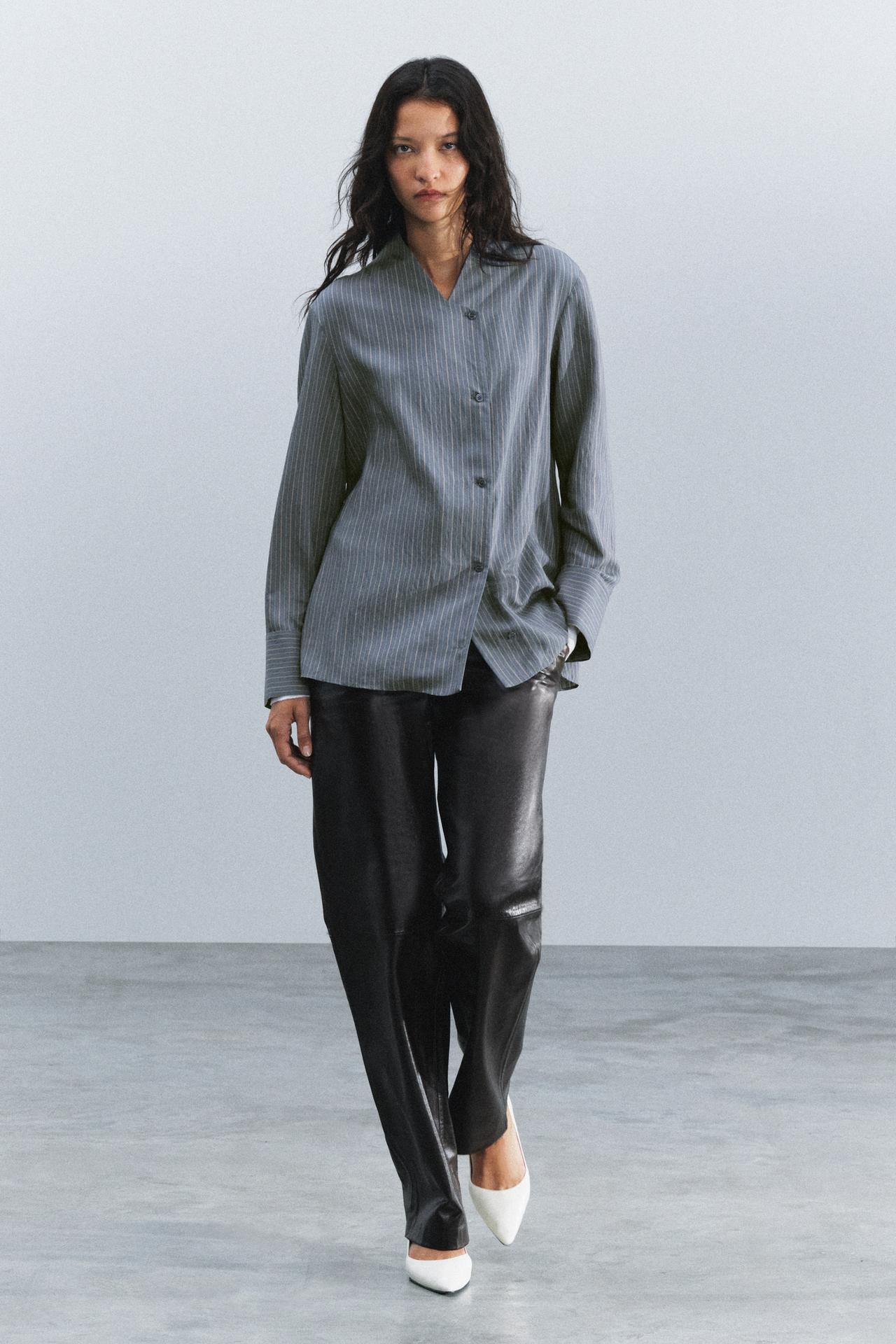 ZW COLLECTION CROSSOVER STRIPED SHIRT