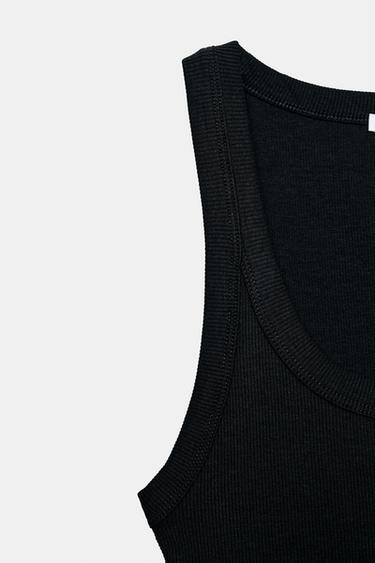 TOP SANS MANCHES CÔTELÉ - Noir de Zara - Image 7