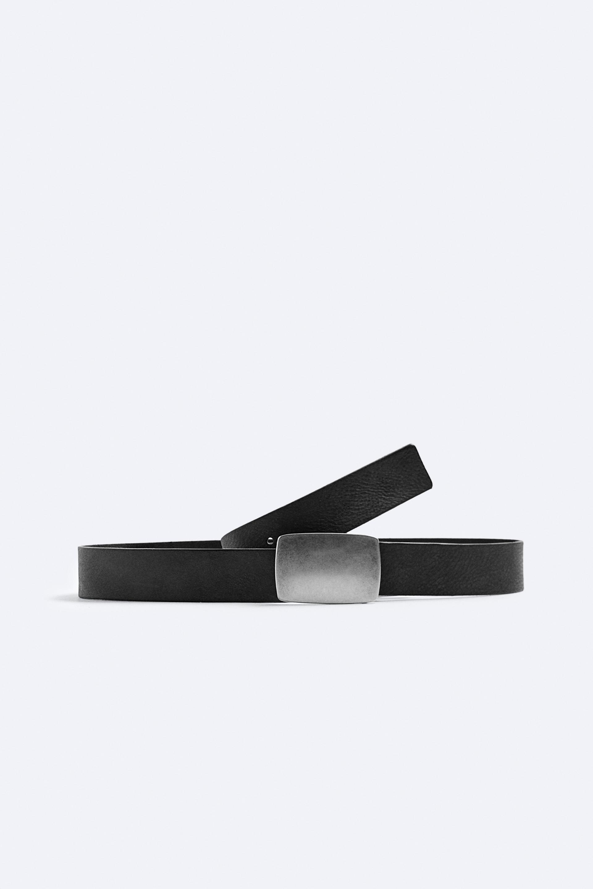 zara black leather belt