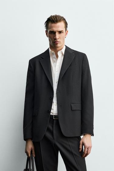 WOOL BLEND SUIT BLAZER - Black by Zara