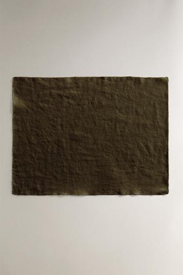 Zara WASHED LINEN PLACEMAT - Khaki - Image 0