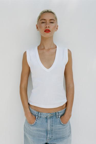 V-NECK TOP - White by Zara - Image 0