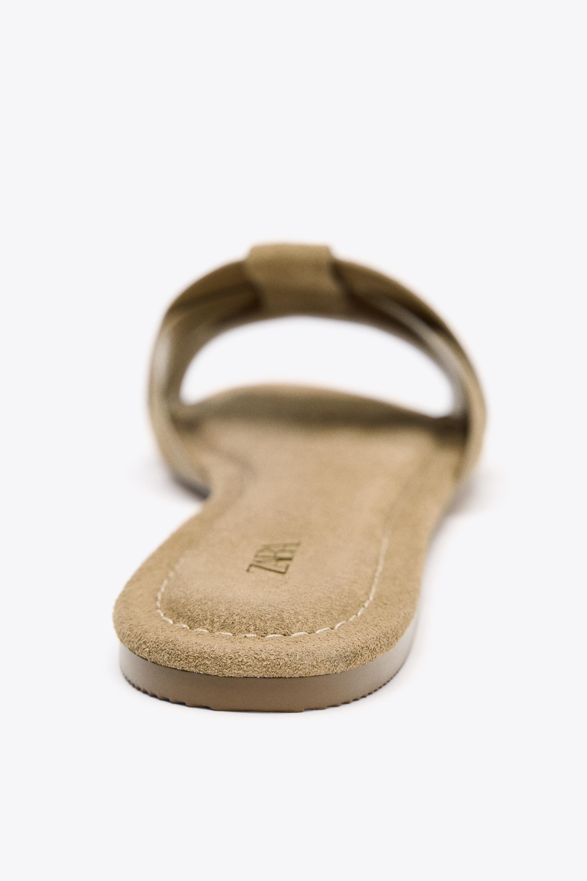 安心★関税込み★ZARA★CROSSOVER SPLIT SUEDE FLAT SANDALS CROSSOVER SPLIT SUEDE FLAT SANDALS - Brown | ZARA United Kingdom