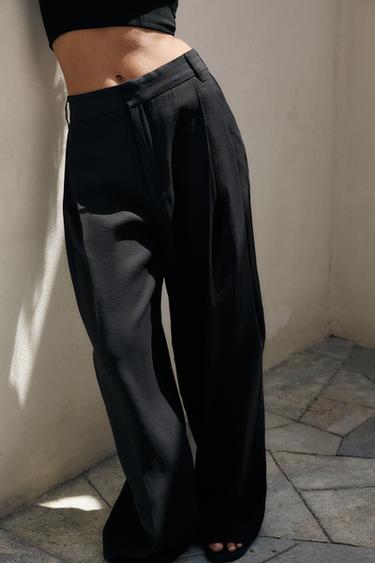 PANTALON DOUBLE PLI PATTES DE BOUTONNAGE - Noir de Zara - Image 1