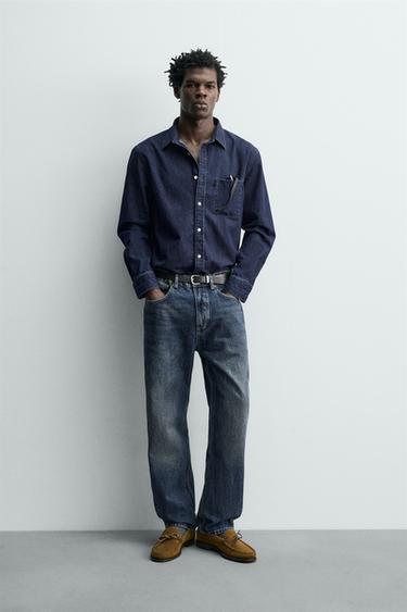 REGULAR FIT DENIM SHIRT - Dark navy by Zara - Image 0