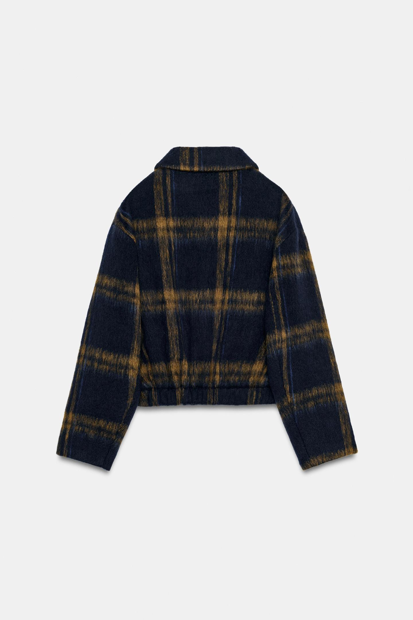 Женская куртка Zara Plaid Bomber, цвет: Тёмно-синий — фото 3