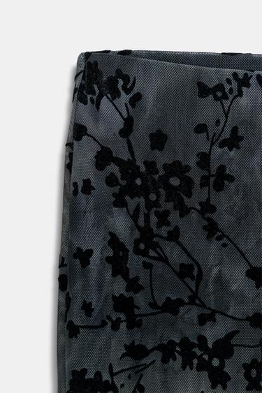 FLOCKED TULLE FLARE TROUSERS - Dark navy by Zara - Image 7