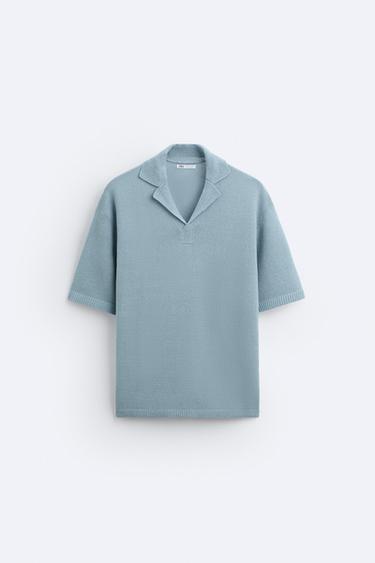 CHEMISE POLO EN MAILLE - Bleu clair de Zara