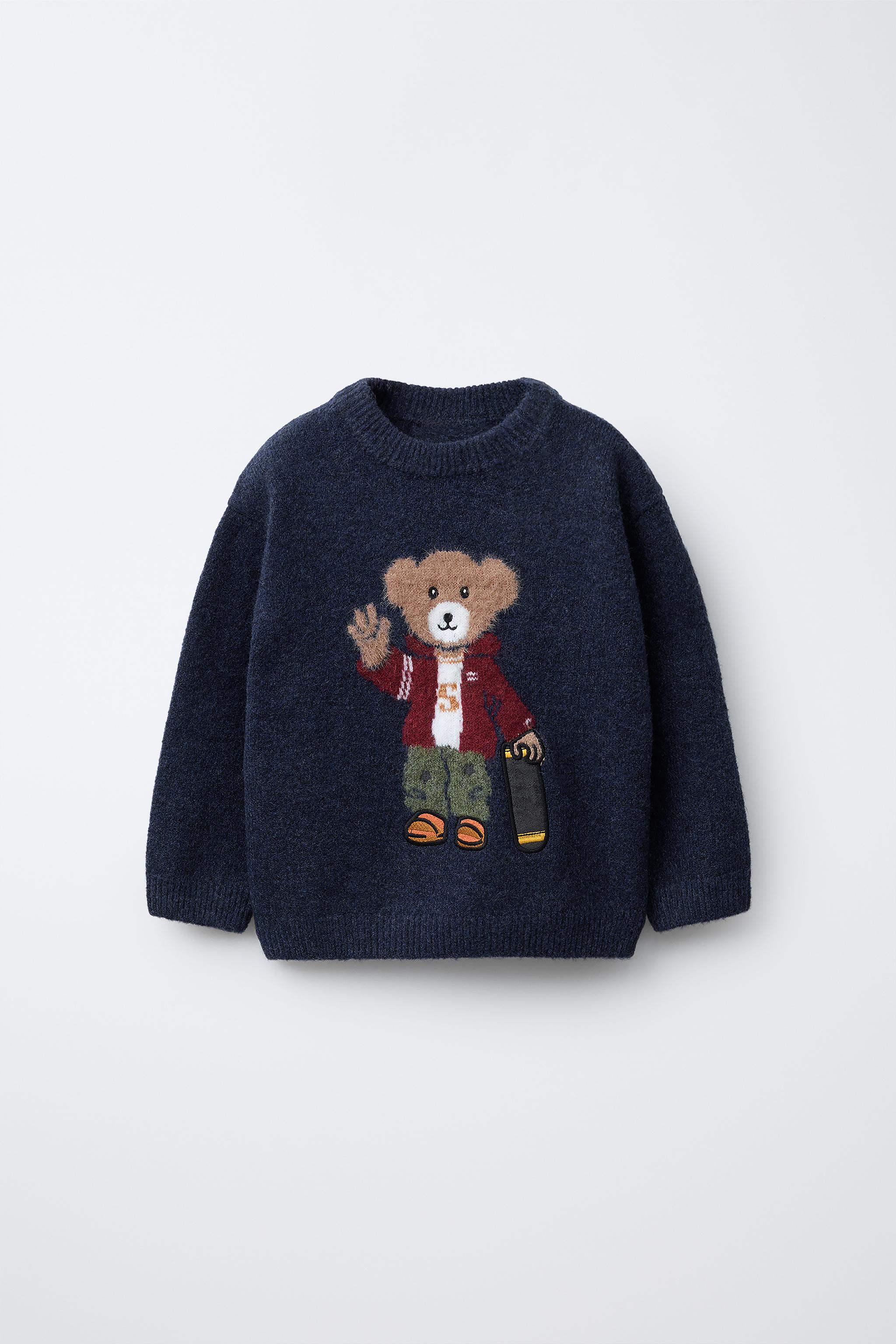 クマ刺繍 ネイビー ニットセーター INGNI ニット セーター くま刺しゅうケーブルニット／A