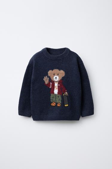 TRICOT TRUI MET SKATEBEER - marine van Zara