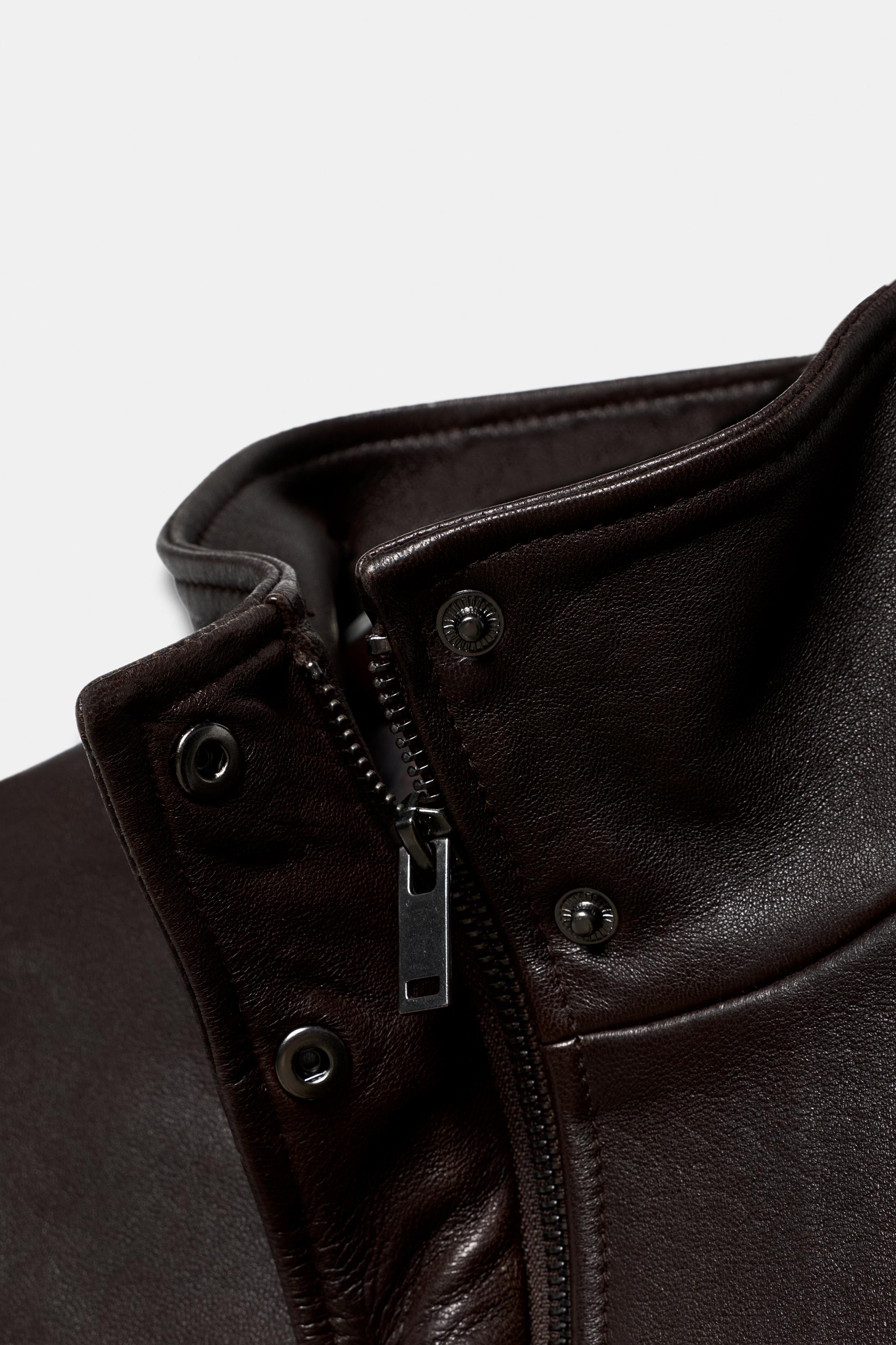 ZW COLLECTION LIMITED EDITION LEATHER BOMBER JACKET WITH SHOULDER PADS