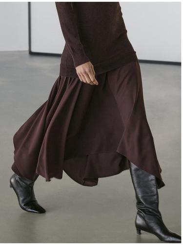 Bottes carrées en cuir marron - Marron de Zara