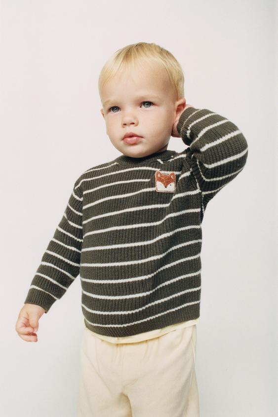 PURL KNIT PATCH JUMPER - Khaki by Zara - Image 0
