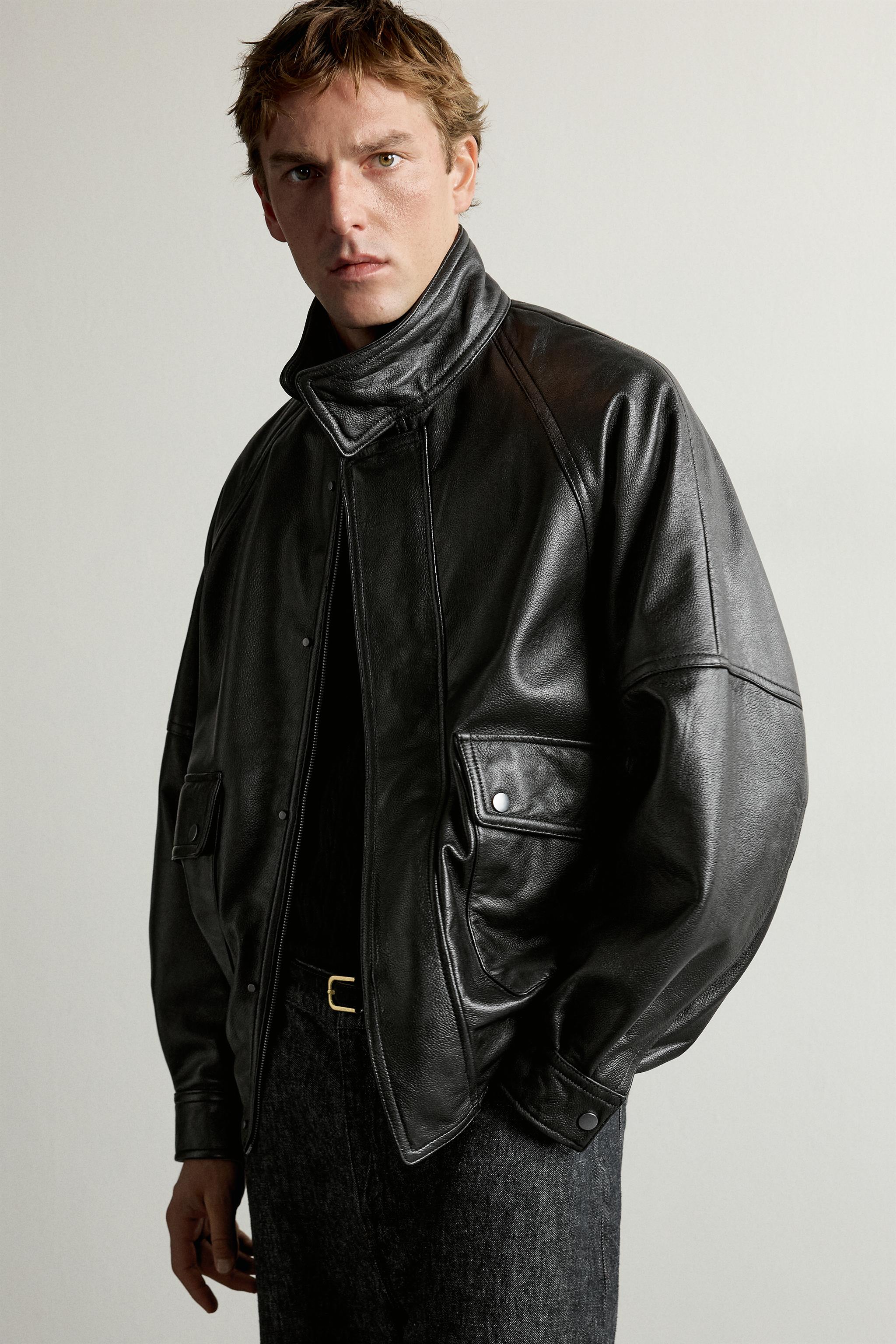 RELAXED FIT LEATHER JACKET