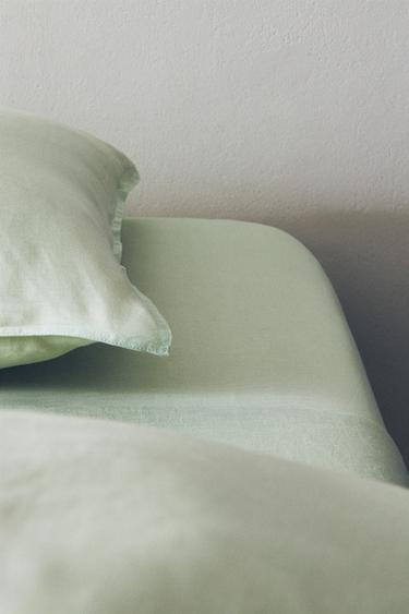 DRAP-HOUSSE LIN DÉLAVÉ (140 G/M²) - Vert clair de Zara - Image 4