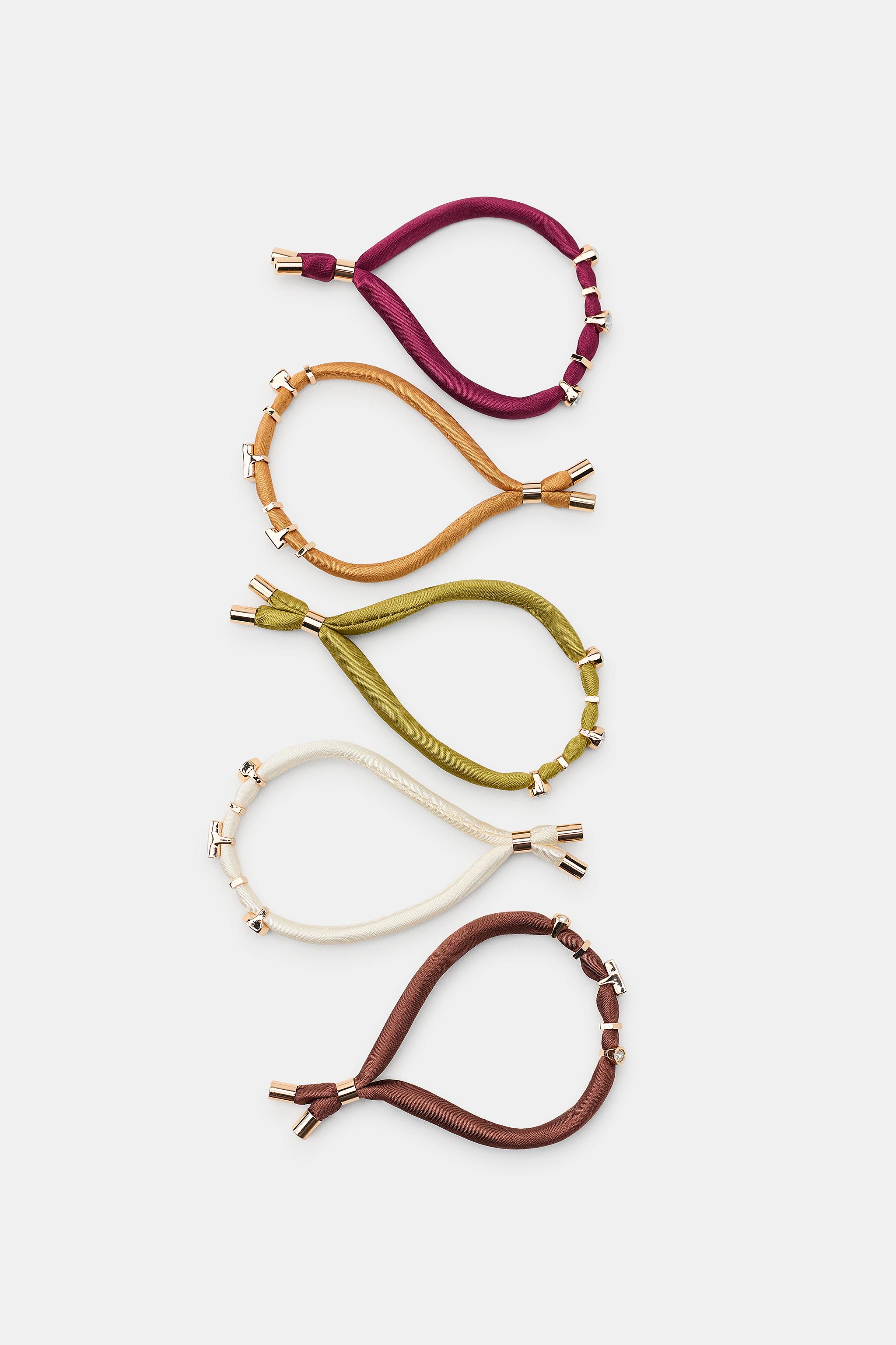 5-PACK FABRIC JEWEL BRACELETS