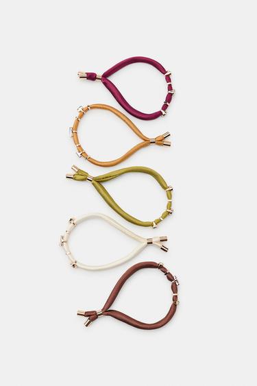 PACK OF 5 FABRIC AND JEWEL BRACELETS - Multicoloured by Zara