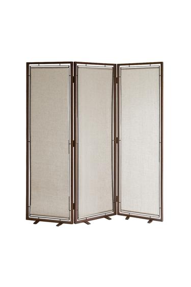 BIOMBO DE MADEIRA E LINHO - Castanho da Zara