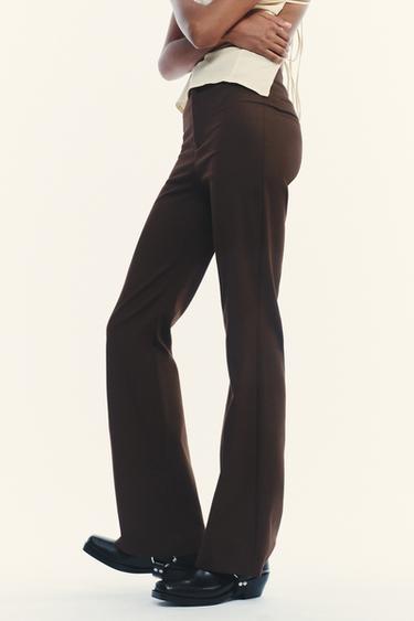 PANTALÓN FLARE - Marrón oscuro de Zara