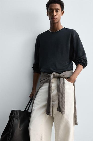 LIGHTWEIGHT 100% HEMP SWEATER - Navy blue by Zara - Image 4