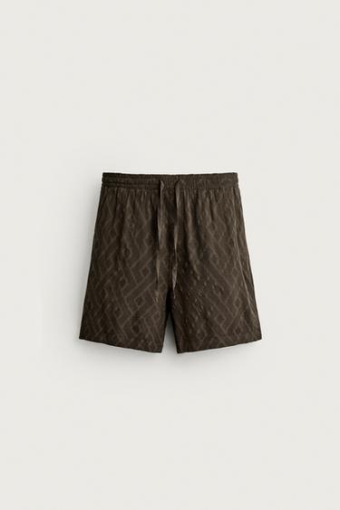 GEOMETRIC JACQUARD BERMUDA SHORTS - Brown by Zara