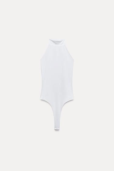 OPEN BACK HALTER BODYSUIT - White by Zara