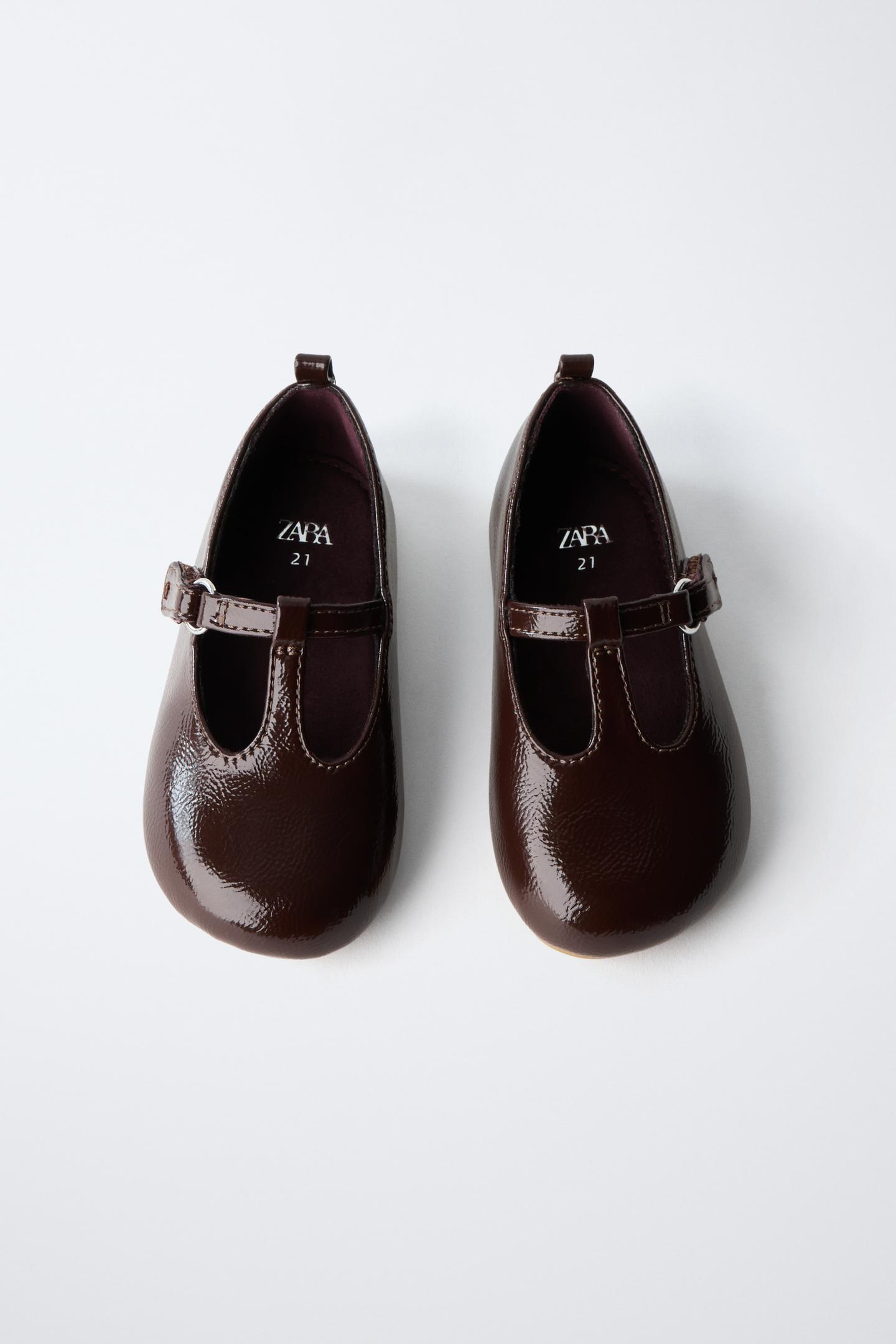 Детские балетки Zara Barefoot Patent Ballet Flats, цвет: Коричневый — фото 9