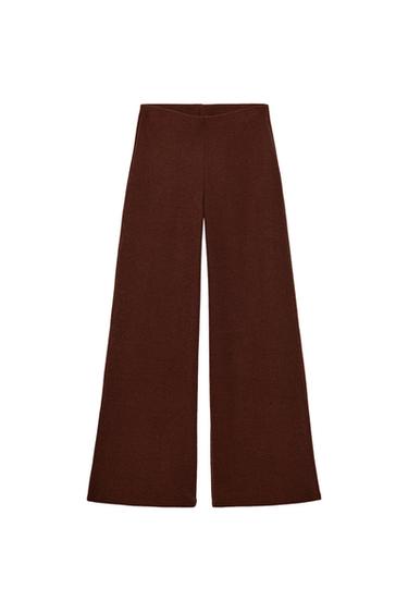 CALÇAS LARGAS DE TEXTURA - Castanho da Zara