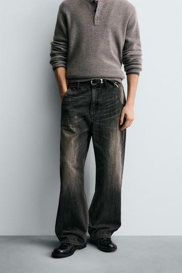Zara WIDE FIT JEANS - Charcoal