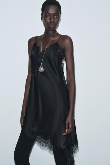 ASYMMETRIC LACE DRESS ZW COLLECTION - Black by Zara