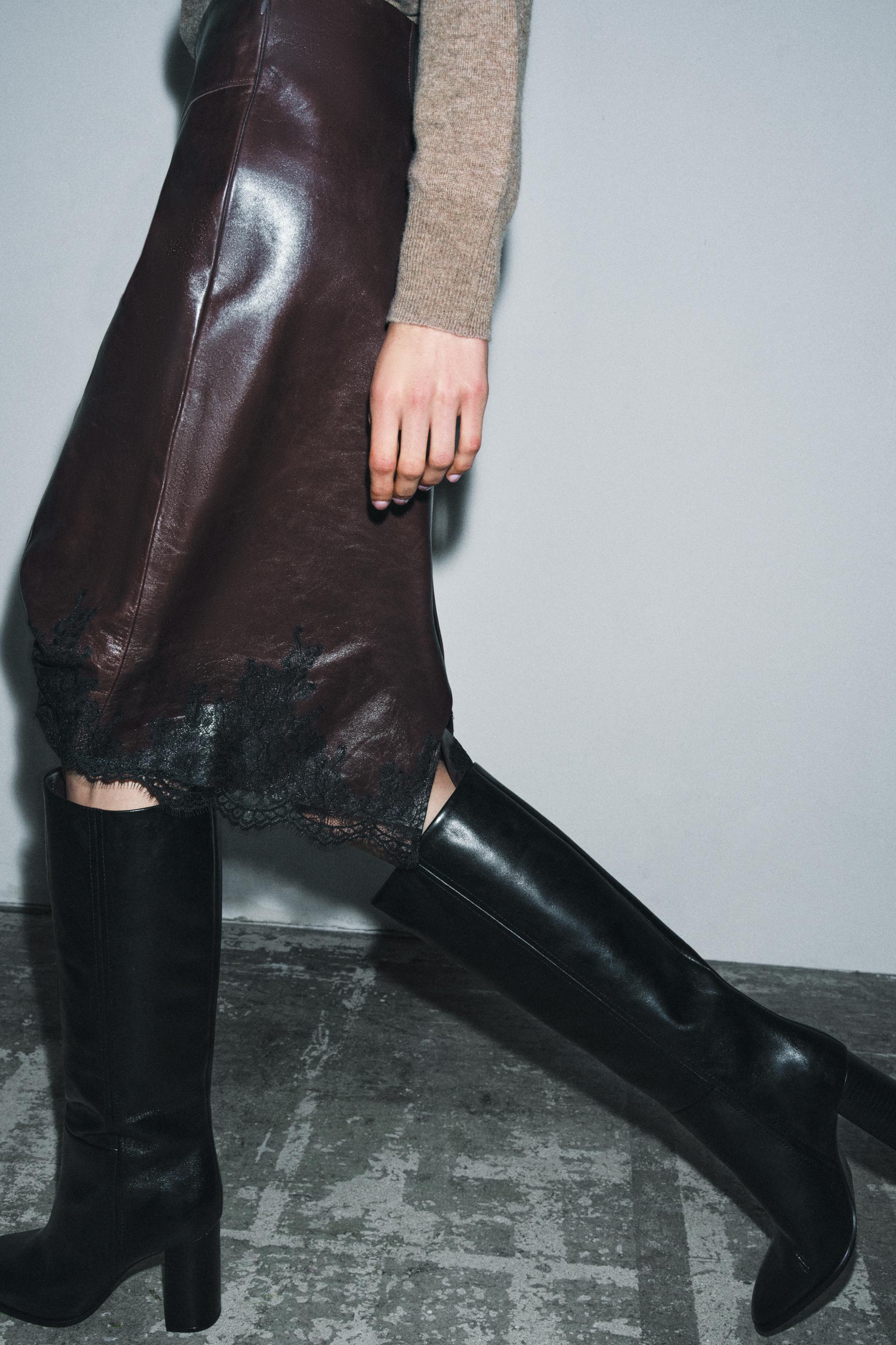 LEATHER LACE SKIRT ZW COLLECTION LIMITED EDITION