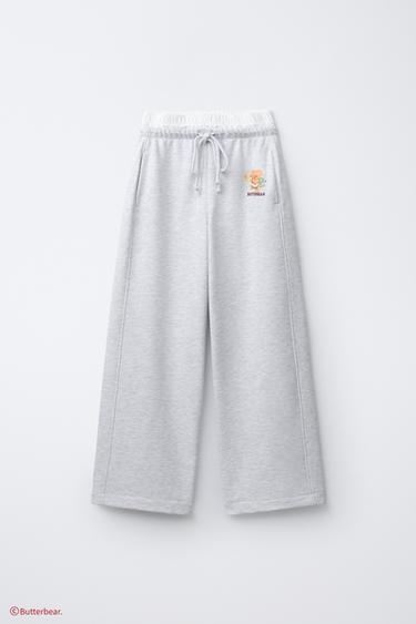 BUTTERBEAR © WIDE-LEG DOUBLE WAIST TROUSERS - Grey marl by Zara