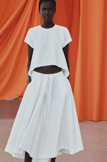 ASYMMETRIC SHORT SLEEVE T-SHIRT - White by Zara