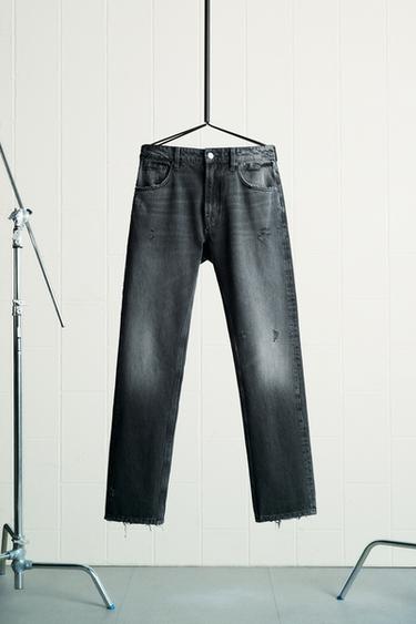 STRAIGHT-FIT-JEANS MIT RISSEN - Schwarz von Zara - Bild 0
