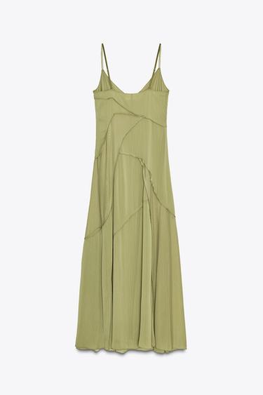 FLOWING COLOUR BLOCK DRESS - Mid-green by Zara - Image 6